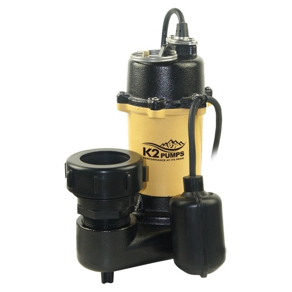K2 Pumps 3/4 HP Cast Iron Effluent Pump with Tethered Switch and Quick Connect Fitting SWF07501TPK